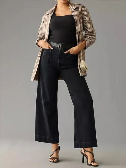 Tummy Control Cropped Wide-Leg Jeans