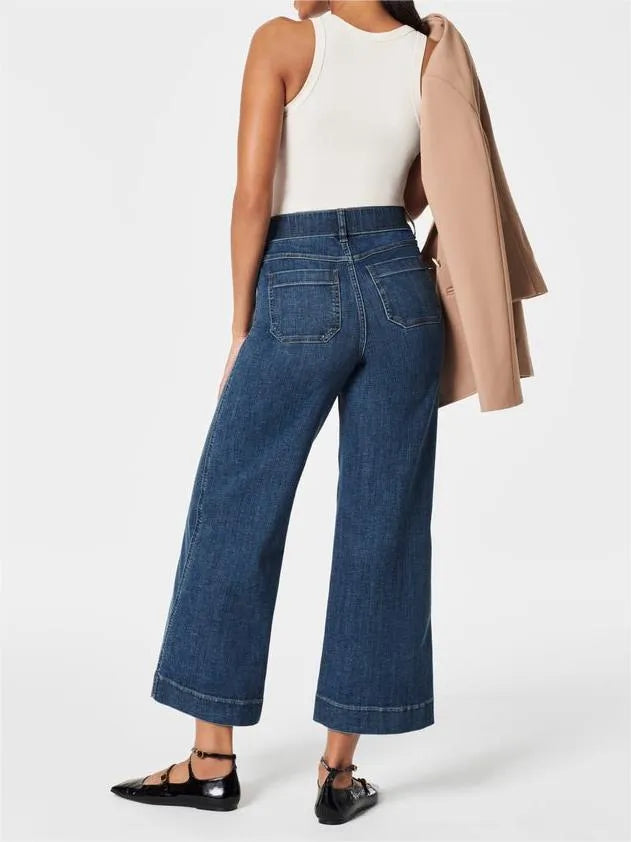 Tummy Control Cropped Wide-Leg Jeans