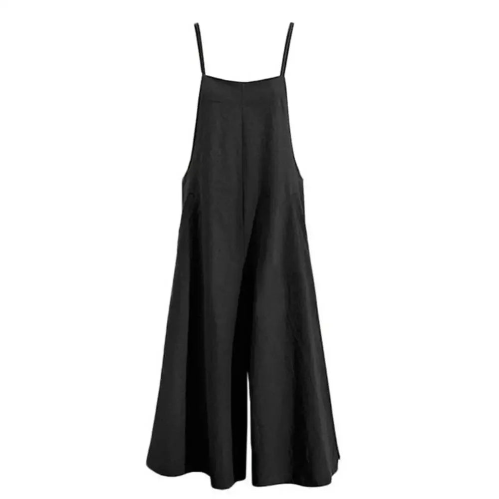 Women’s Casual Cotton Linen Wide-Leg Jumpsuit