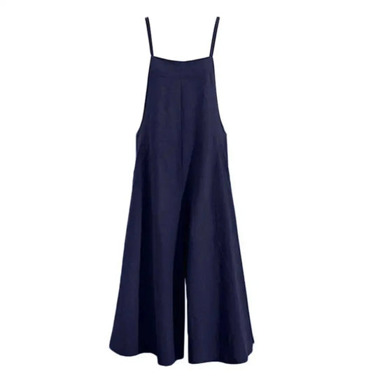 Women’s Casual Cotton Linen Wide-Leg Jumpsuit