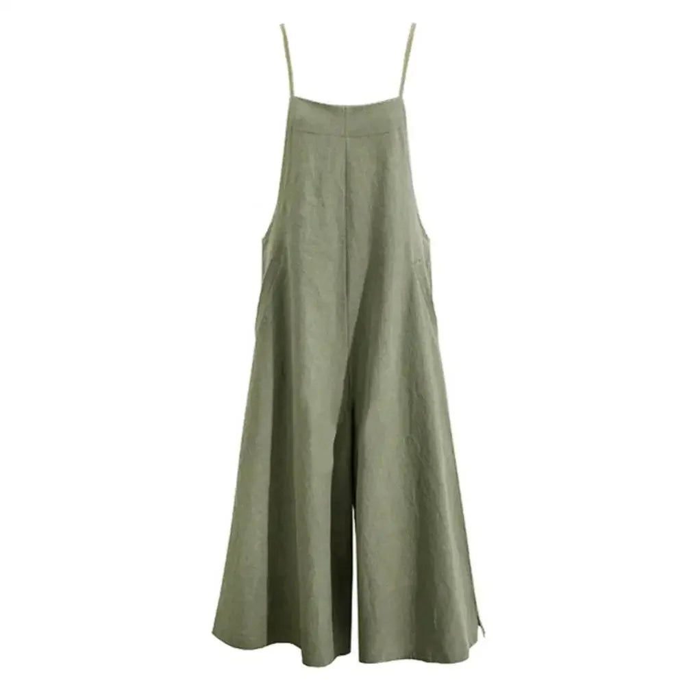 Women’s Casual Cotton Linen Wide-Leg Jumpsuit